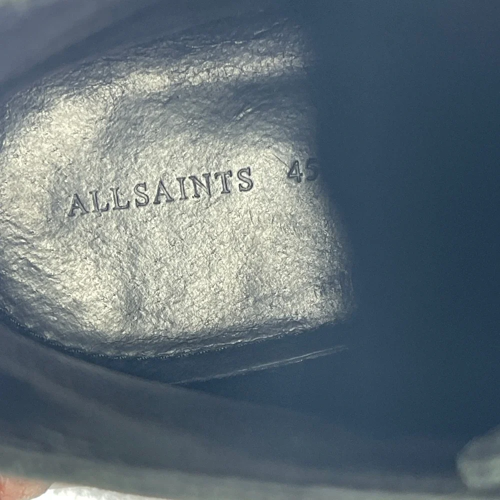 AllSaints Boots Men 12 EU 45 Black Leather Lace Up Ankle Boot Combat Minimalist